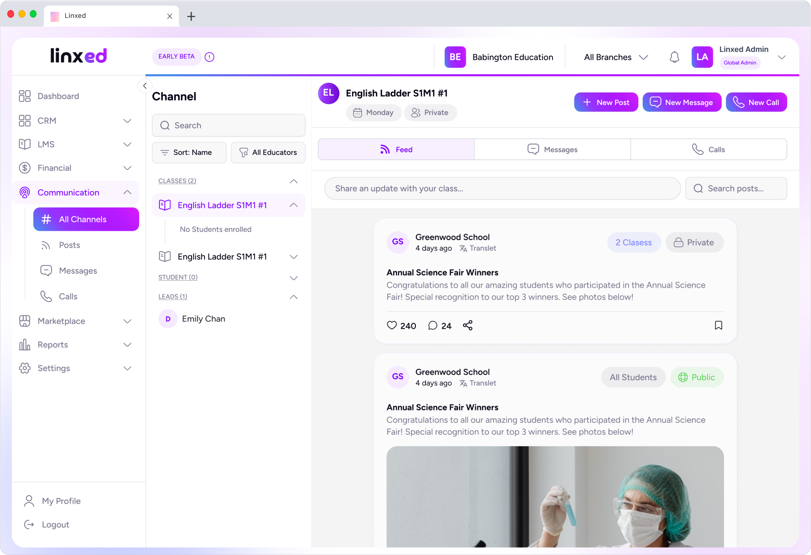 Linxed dashboard